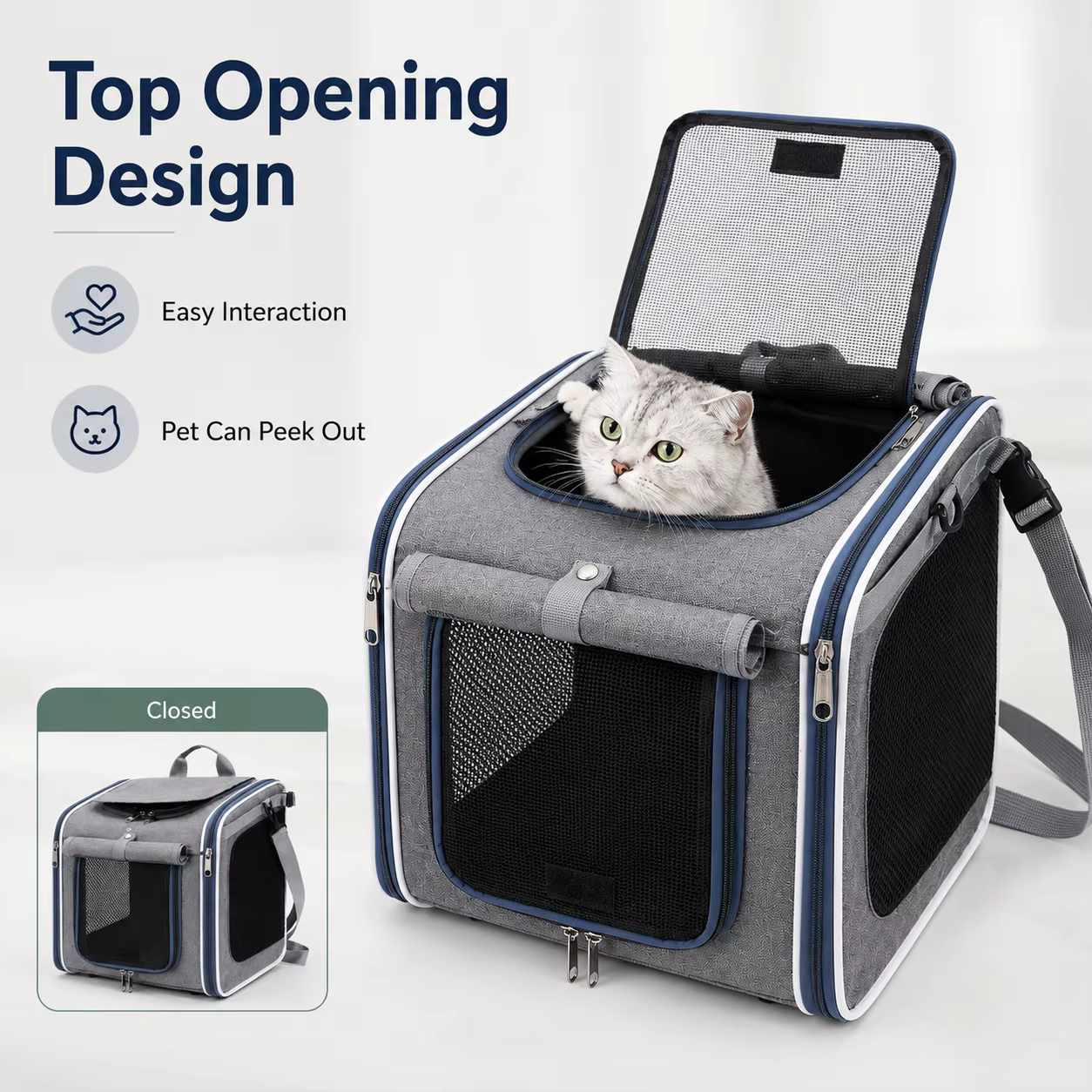 Mochila Transportadora para Mascotas, Bolsa Portátil para Gatos y Perros, Exterior, Viaje, Bicicleta, Motocicleta, Transportador Respirable de Hombro para Mascotas Pequeñas — imagen 5