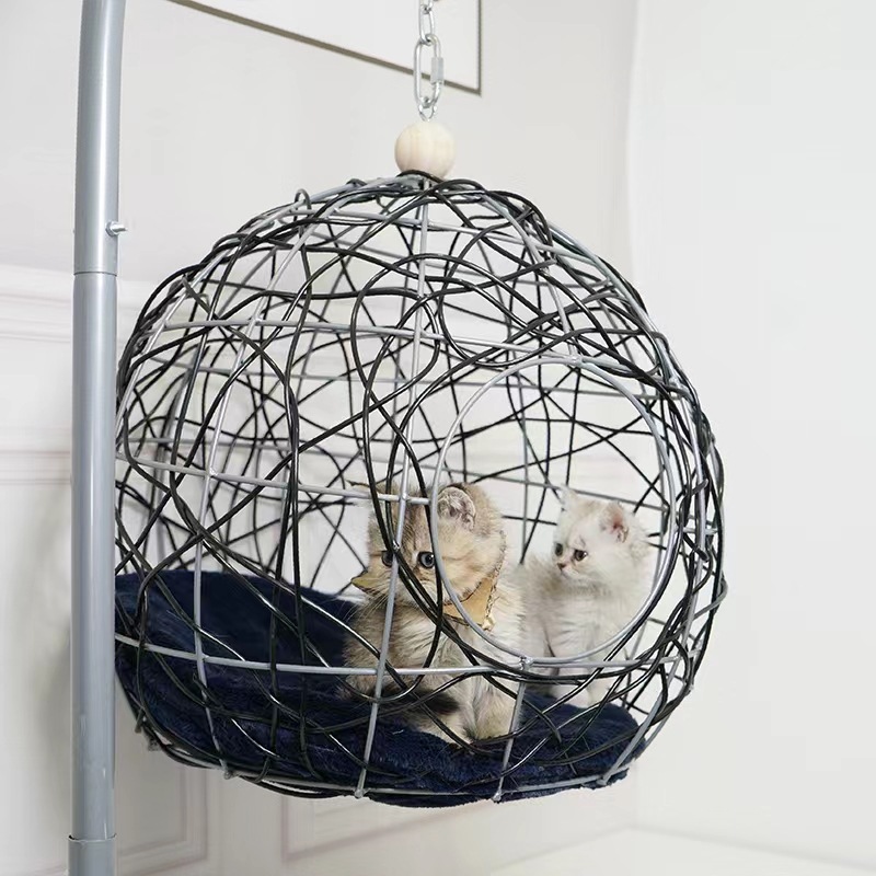 Cats Nest Cats Hammock Suspended Pet Cradle Warm In Winter Four Seasons Universal Hand Woven Rattan Basket Nest — image 2