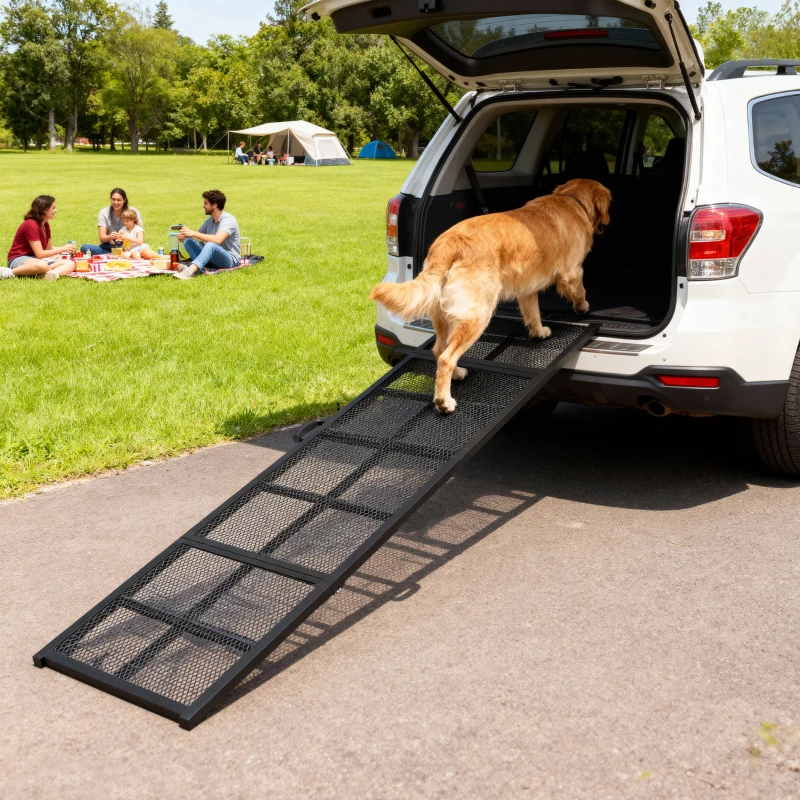 PawHut Dog Car Ramp, Extra Long And Wide, Non-Slip Surface, Folding Portable Pet Ramp For Large, Small & Senior Dogs — imagen 2