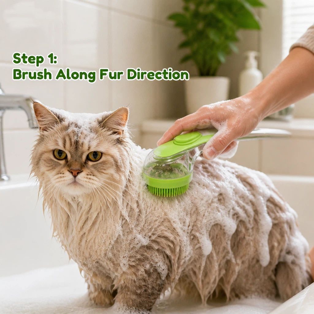 2 Pack Long & Short Handheld Dog Cat Shower Brush With Liquid Dispenser, Soft Silicone Grooming Brush For Pet Bathing & Massage — image 6