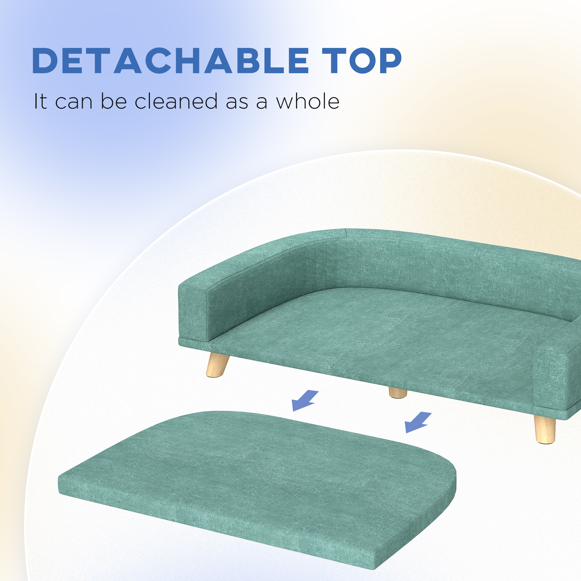 Sofá para Perros con Almohada Limpiable para Grandes Canes y Gatos, Verde — imagen 3