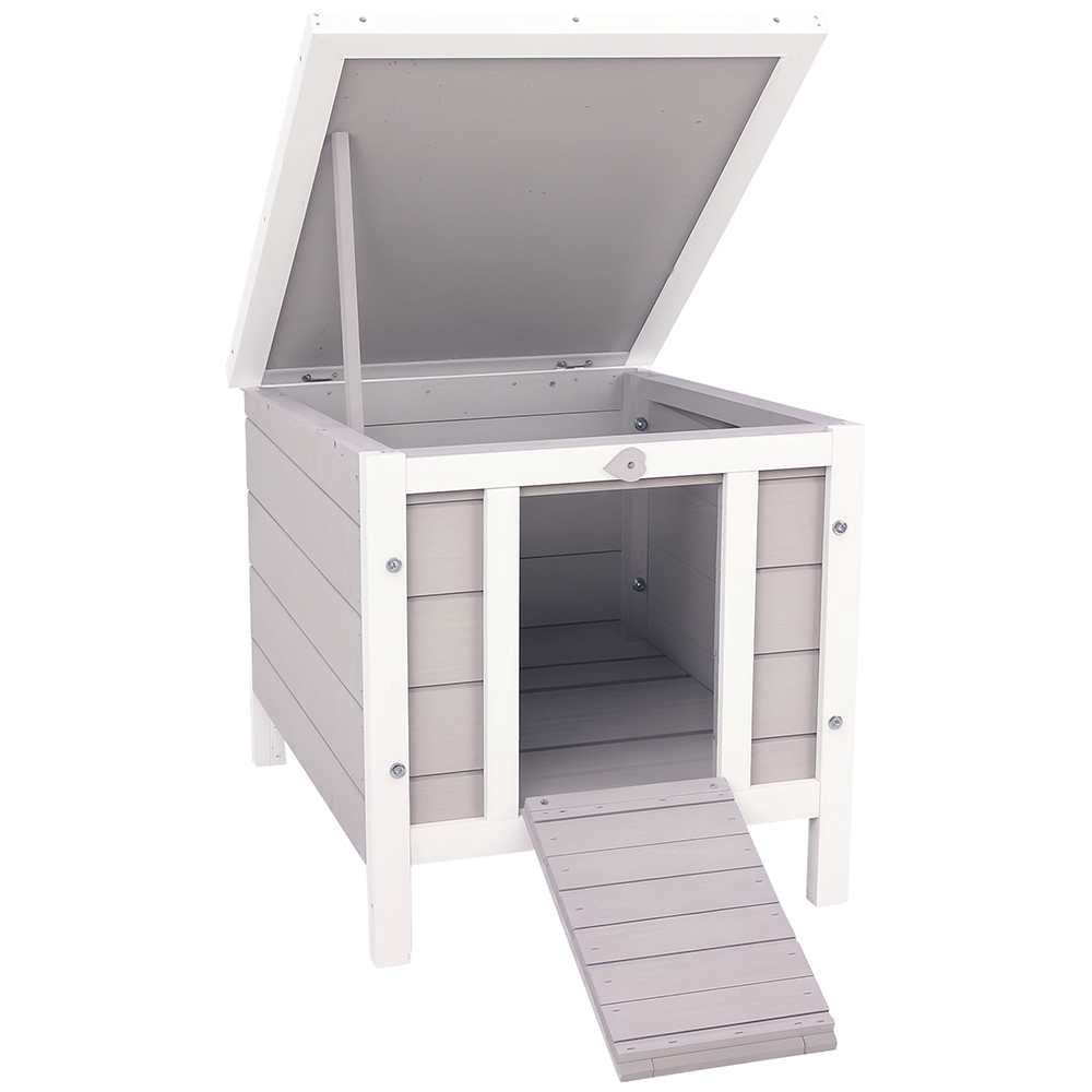 Small Wooden Rabbit Hutch Bunny Cage Guinea Pig Cage Duck House Dog House With Openable & Waterproof Roof, For Rabbits, Chickens, Ducks, Gray — imagen 10