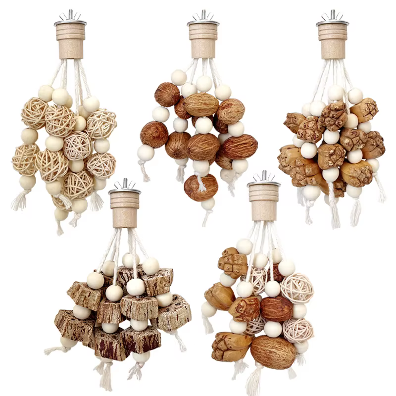 Natural Material Pet Parrot Toy Bird Swing Exercise Grinding Biting Wooden Toys Pet Parrot Macaw Hammock Bird Toy — image 5