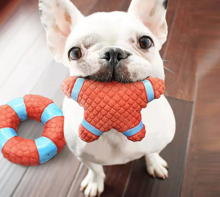 HOOPET Pet Dog Cat Chew Toys Squeaky Sound Resistance to Bite Rubber Five-pointed Star/Circle — image 1