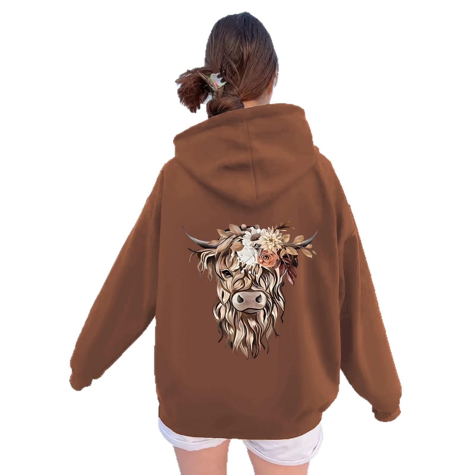 Flower Cow Head Printed Hoodie — image 2