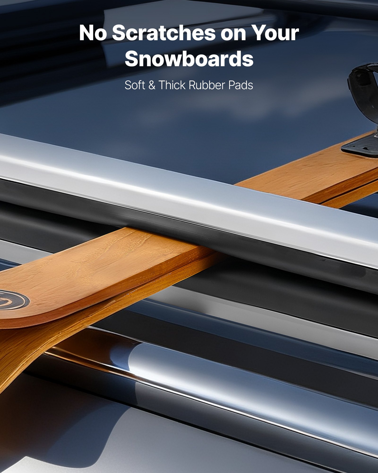 Sistema de Transporte para Esquí y Snowboard en Techo: Lleva hasta 4 Pares de Esquis o 2 Tablas de Snowboard, Soporte Universal de Aluminio con Cerradura y Aislamiento de Goma — imagen 5