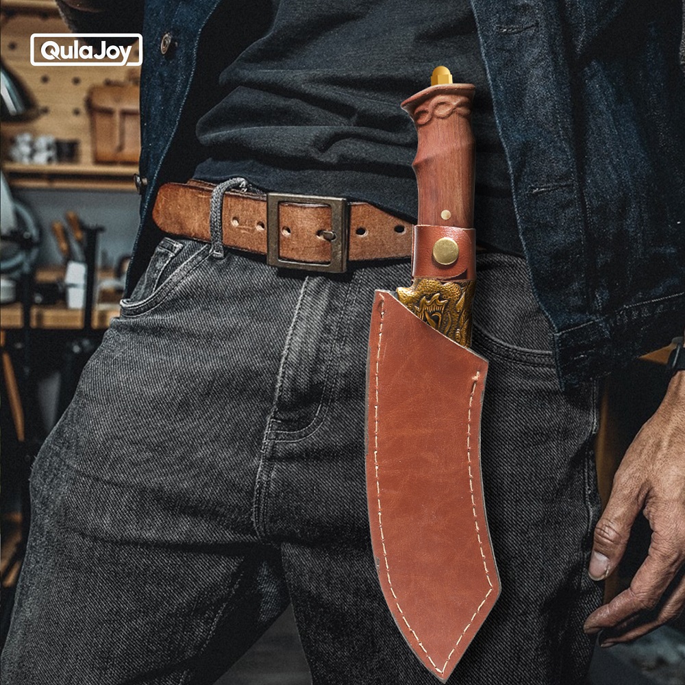 Qulajoy Boning Knife - Hand Forged Camping Knife 7Cr17MOV Blade - Dragon Head Handle And Leather Sheath - Unique Dragon Style - Viking Knife For Hunting & Camping — image 3