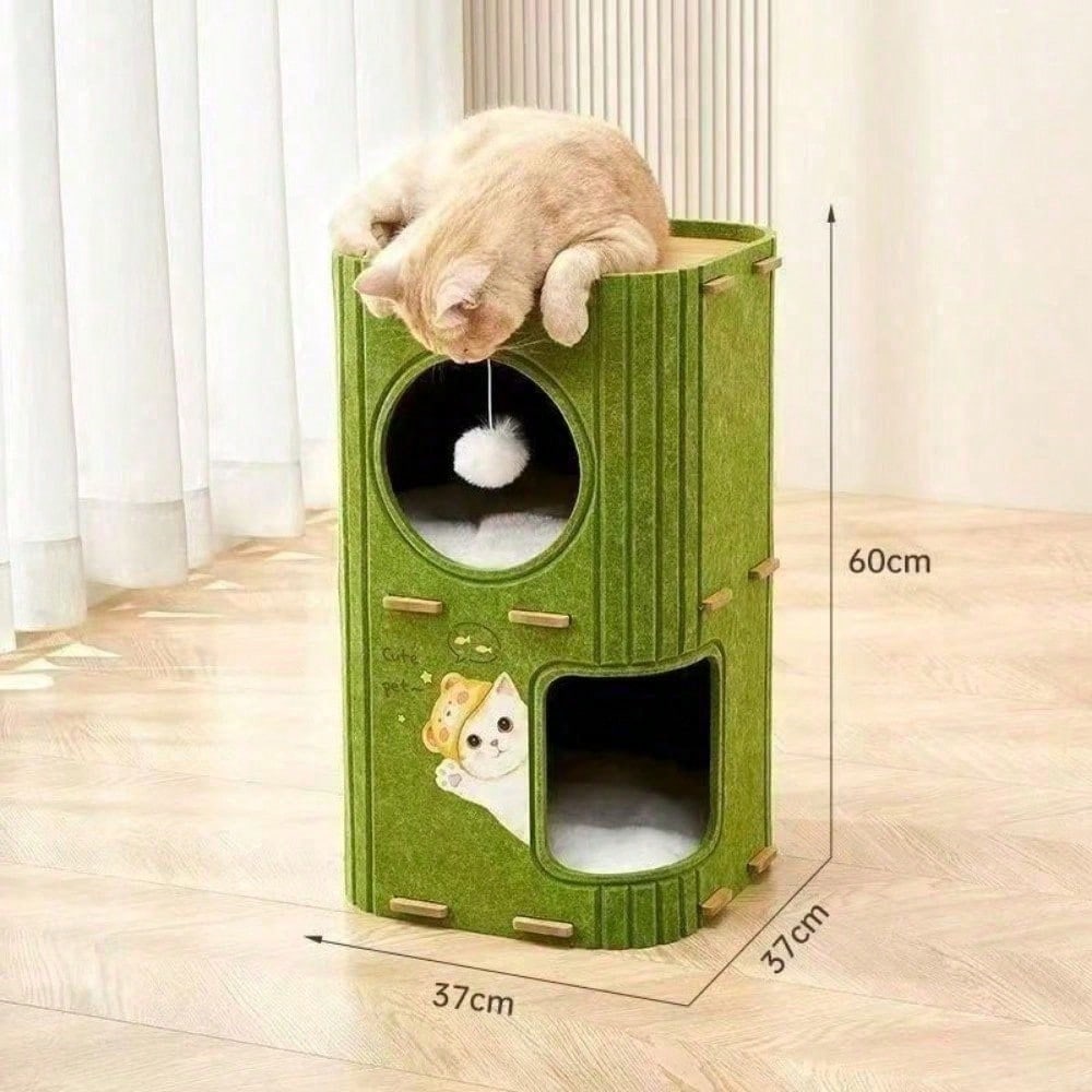 Multi Level Felt Cat Tree House, Vertical Cat Scratcher Tower With Multiple Hideaway Nests, Interactive Hanging Ball Toy, Space Saving Cat Condo For Indoor Cats, 2 Sizes Available — image 4