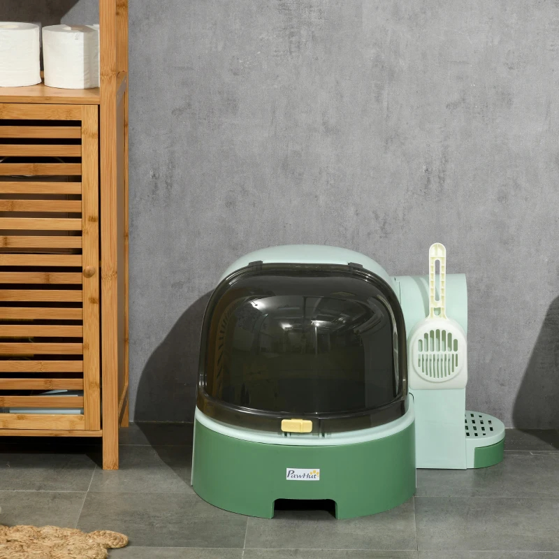 Cat Litter Box Easy To Clean Open With Scoop, Green — imagen 7