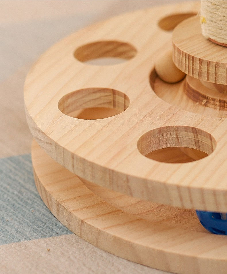 Juguetes de Rueda de Madera Maciza para Gatos con Sisal y Púas de Rasguñar — imagen 6