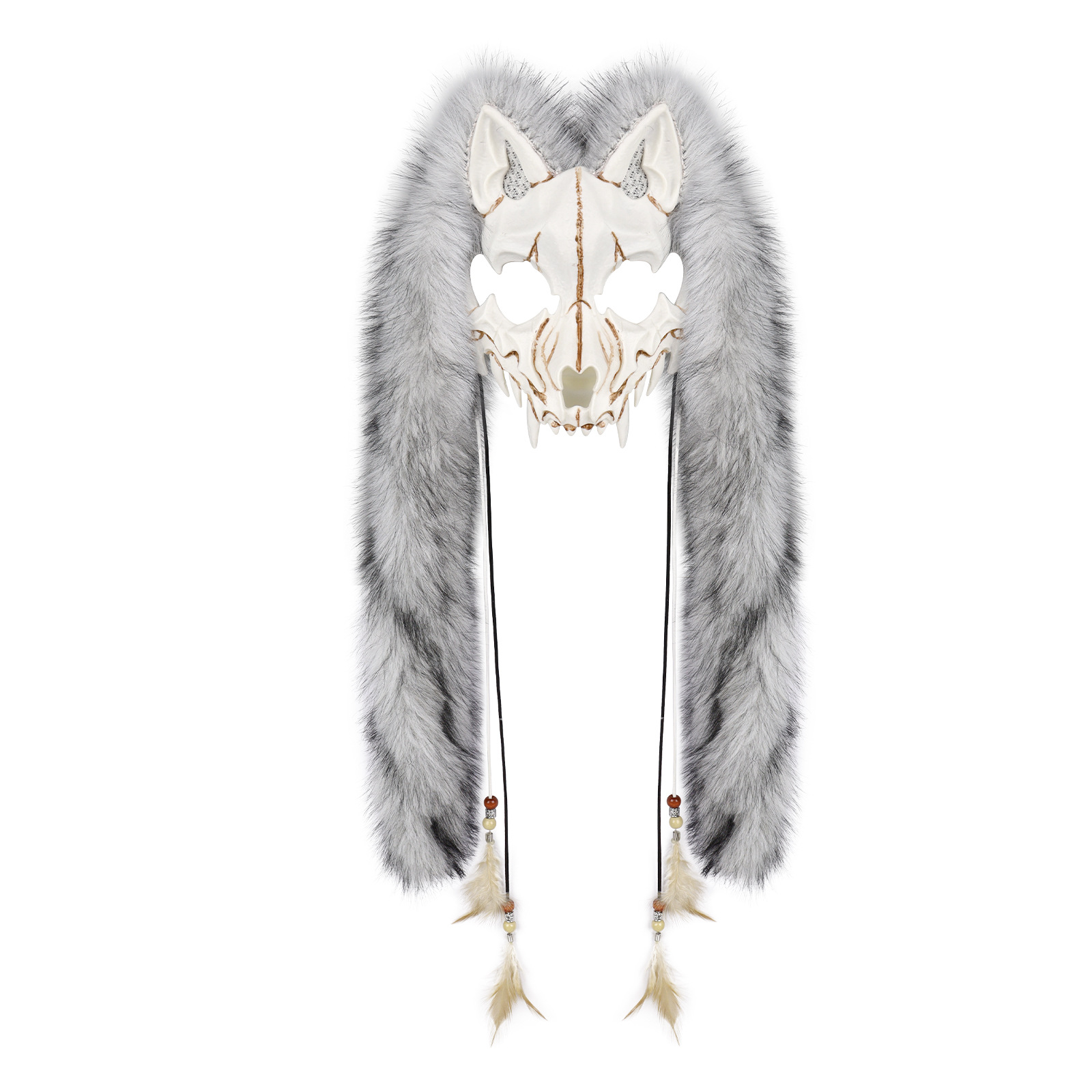 Halloween Carnival Fashion Animal Mask Viking Fox Mask with Faux Fur Headwear COS Werewolf — image 6