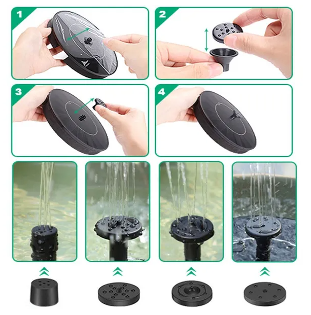 Solar Power Bird Bath Fountain Upgrade 1.4W Solar Fountain With 4 Nozzle — image 4