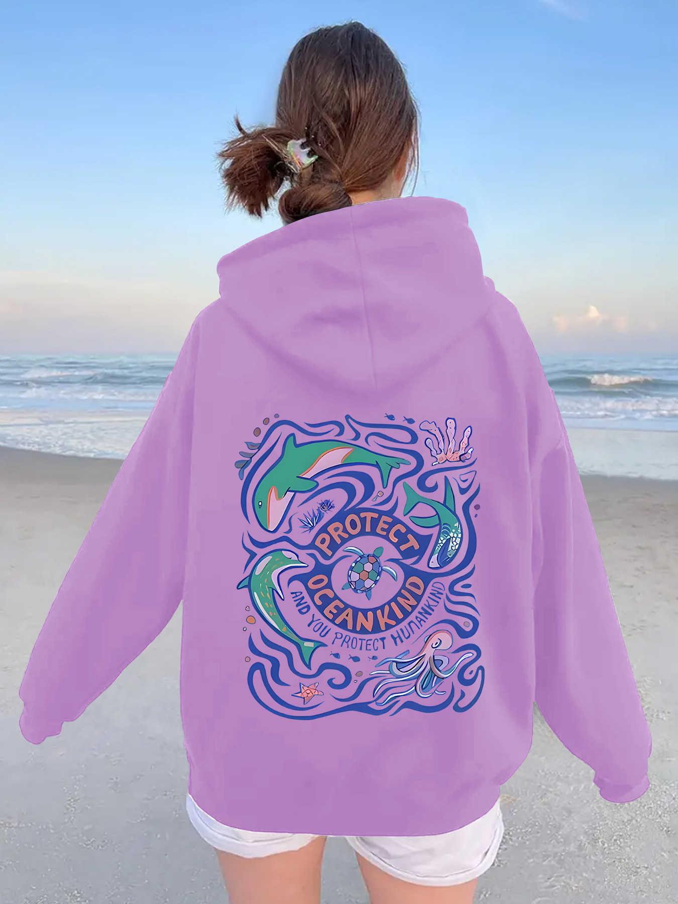 Thick marine animal letter printed hoodie — image 14