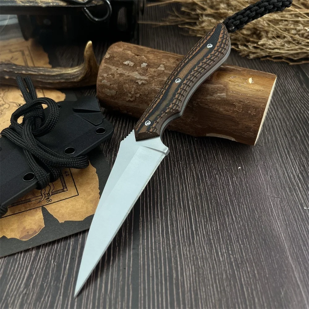 Multifunctional outdoor hiking mountaineering fixed-blade knife 8Cr13Mov blade G10 handle portable camping fishing knife — image 1