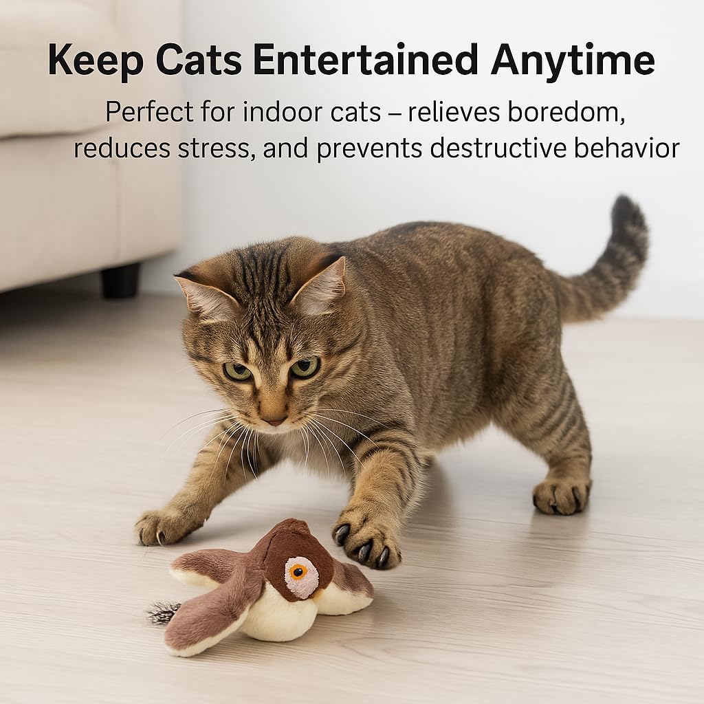 Cat Toys Flapping Bird (DON'T FLY)USB Interactive Flying Bird Cat Toys Electronic Pet Simulation Sparrow Toy US — image 5