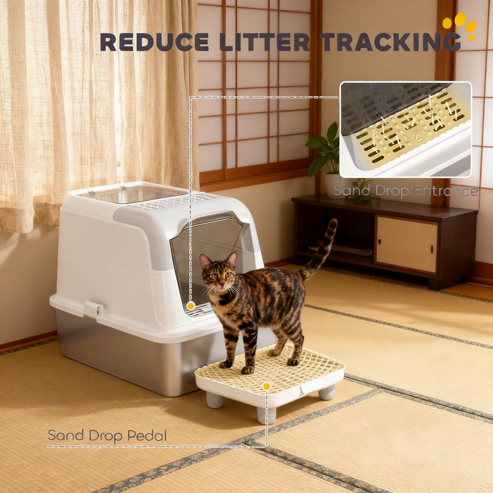 Caja de Arena para Gatos, Caja de Arena Encerrada con Cuchara y Bolsa Desodorizante — imagen 2