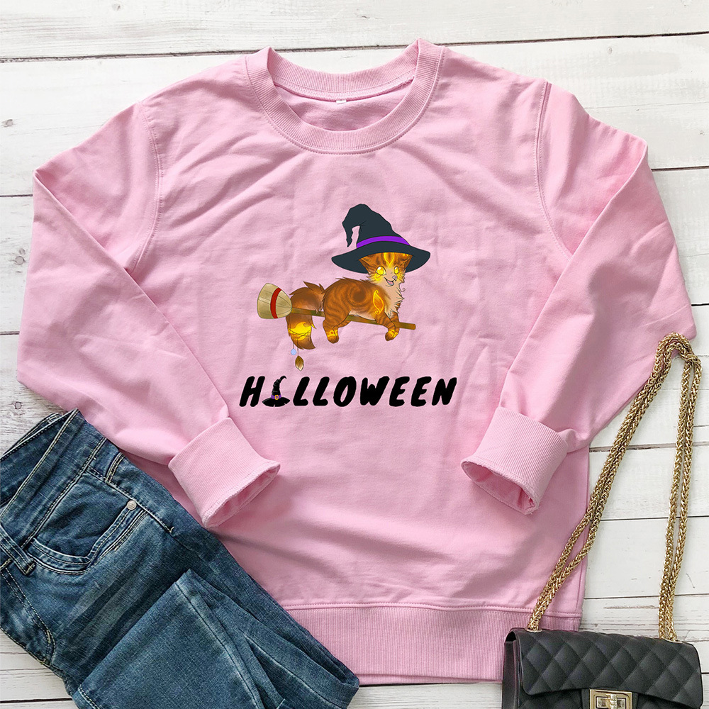 Halloween letter cat print pattern hoodie — image 7