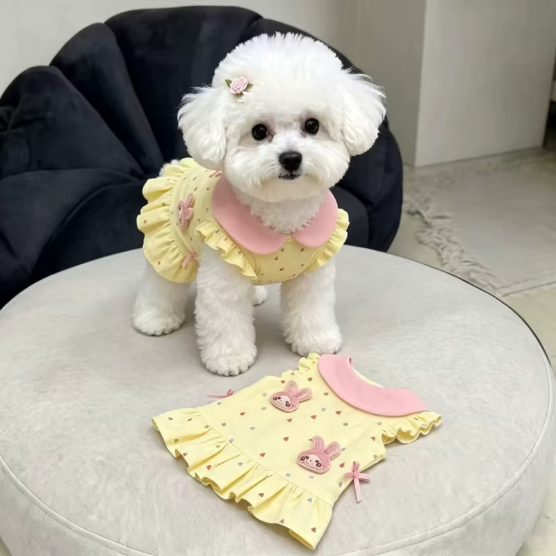 Productos para Mascotas: Vestidos de Primavera y Otoño, Camiseta Floral con Conejo, Falda, Ropa para el Hogar, Ropa Adorable para Perritos, Accesorios para Perros — imagen 2