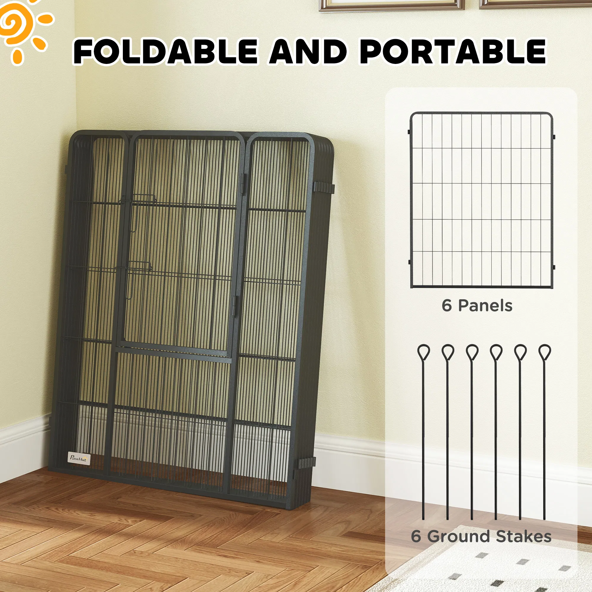 Heavy Duty Dog Playpen with Door for Large Dogs, 6 Panels, 39"H — image 2