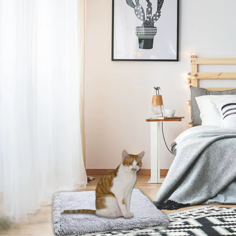 Plush Cat Bed House Cat Mat Cat Litter Plush Two-in-one Pet Mat Cat Winter Warm Dog House Sleeping — image 4