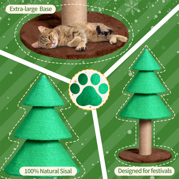 Christmas Tree Cat Scratcher, Cat Scratching Post For Indoor Cats, Large Sisal Cat Scratching Tree Cat Scratch Tower, Green — imagen 2