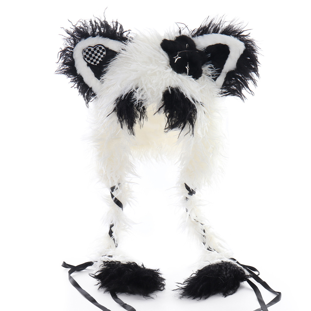 Sombrero de Orejas con Pelo Rizado Lolita Estrella Pico de Zorro para Gatos, Invierno Caluroso Moda Subcultural Y2K — imagen 6