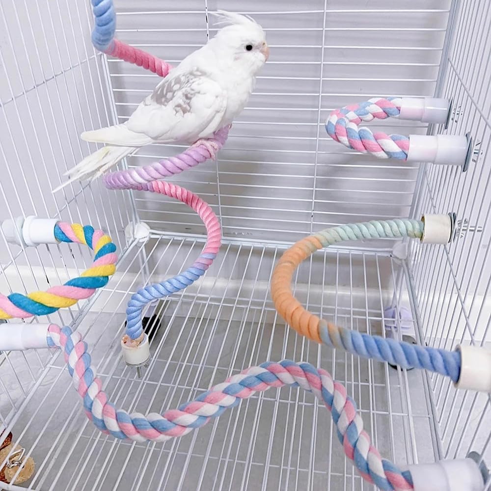 Percha de Cuerda Colorida en Gradiente para Jaulas de Aves - Accesorio de Escalada y Entretenimiento para Canarios, Cacatúas y Glideres de Azúcar — imagen 8
