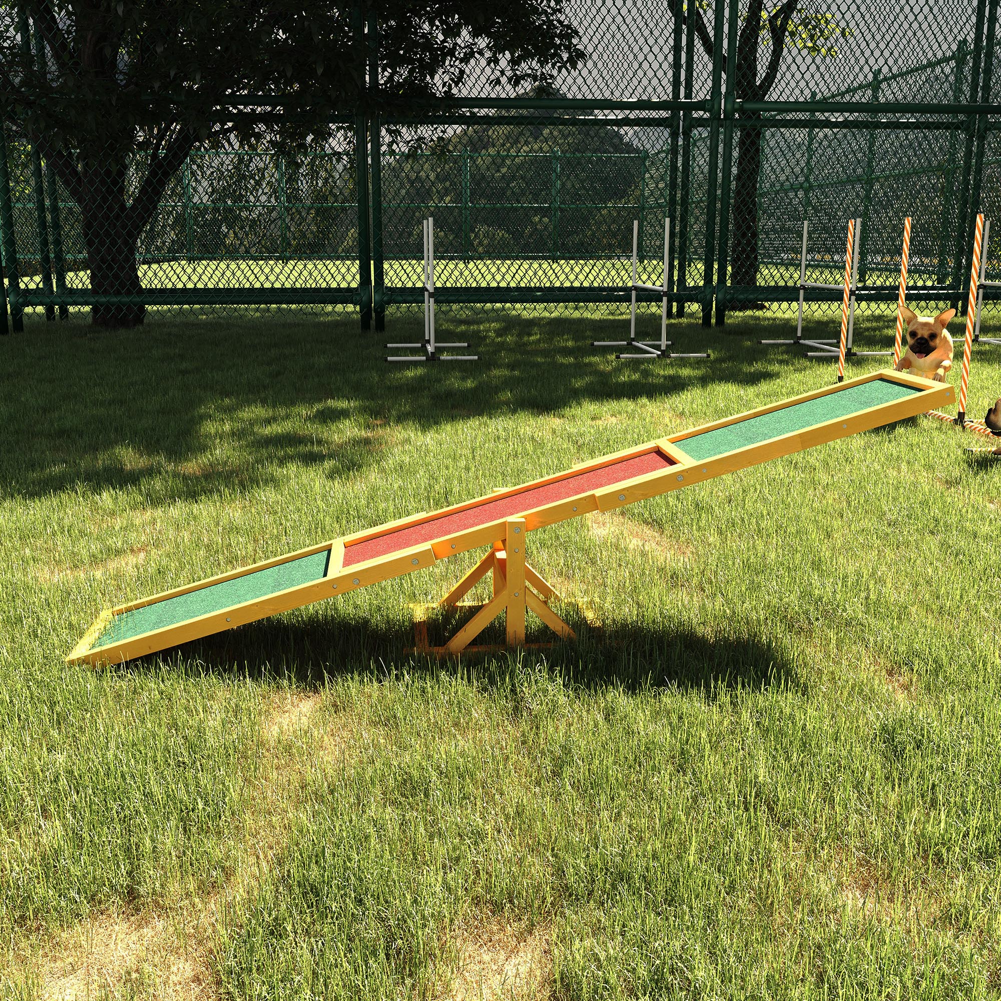 Sistema de Gimnasia Canina con Plataforma de Equilibrio en Madera Natural para Entrenamiento y Ejercicio al Aire Libre, Juguetes para Perros, Resistente al Tiempo — imagen 1