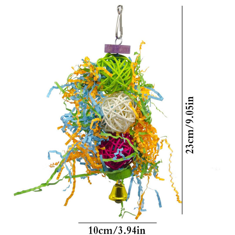 3 Piezas de Juguetes para Aves, Suministros para Roer para Loros, Bola de Ratán Cepillada, Pasto, Juguetes de Madera — imagen 4