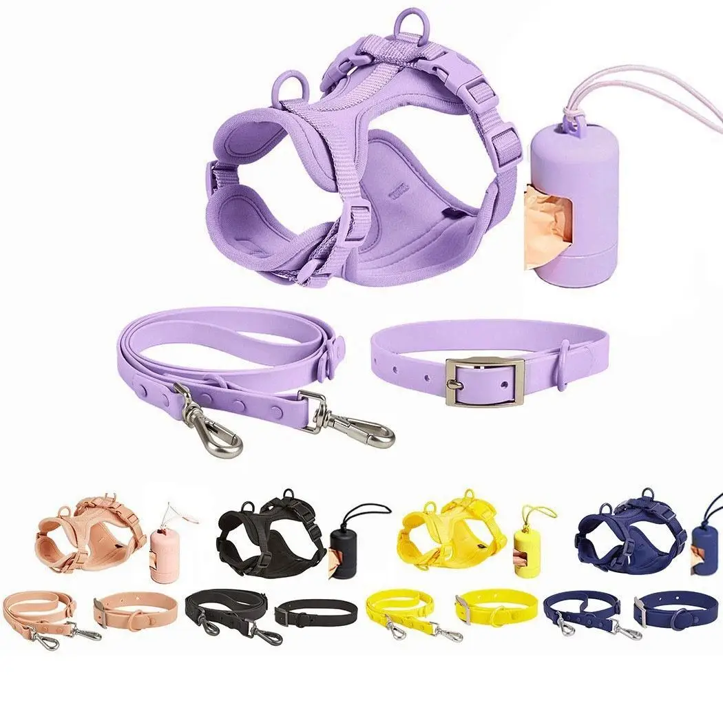 Luxury Waterproof PVC Neoprene Pet Poop Bag Dispenser Set, Dog Harness, Leash Collar Set for Dog — image 4