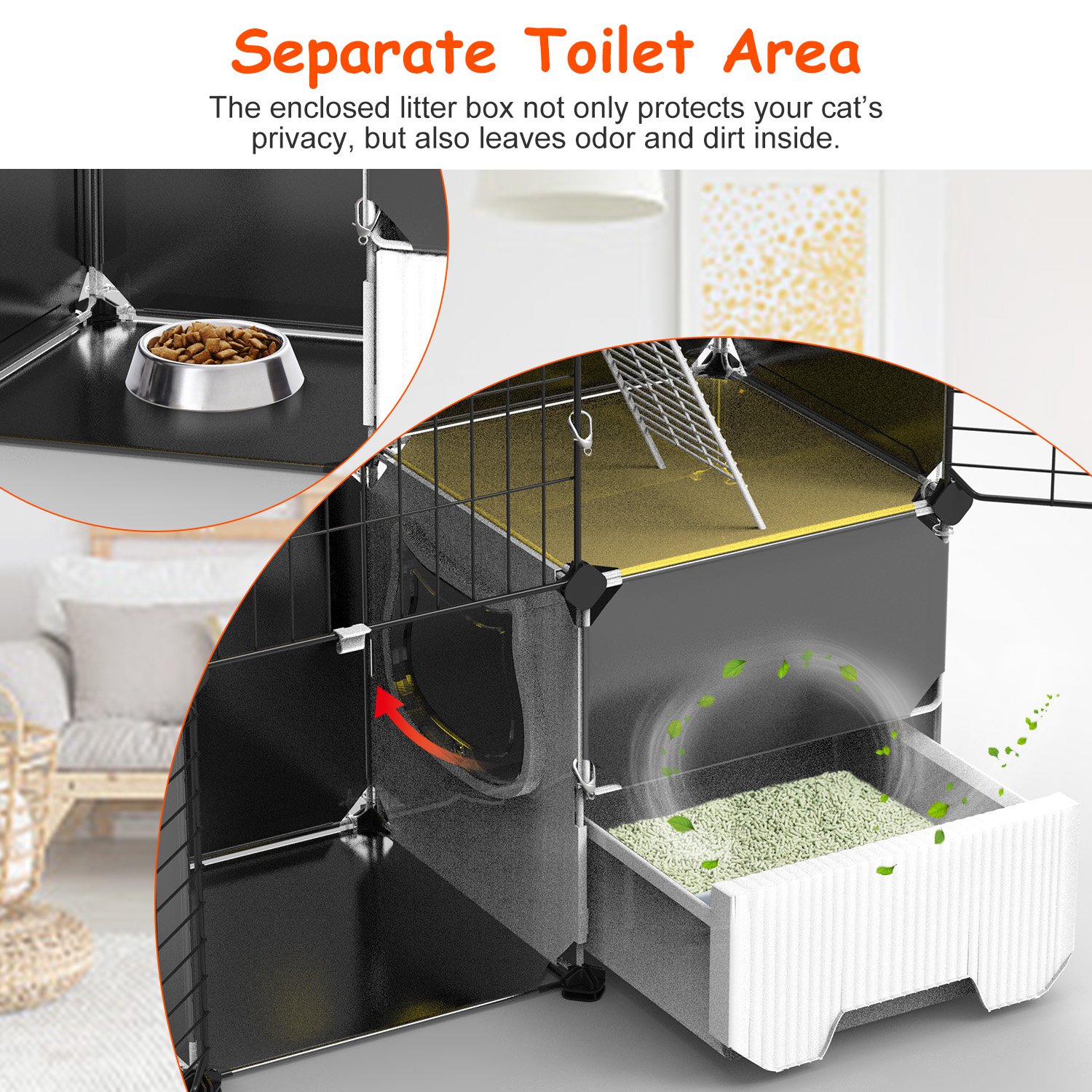 3 Tier Cat Cage Indoor With Litter Box Hammock Detachable Metal Wire Cat Kennel Cat House Cat Enclosure With Ladder For 1-2 Kittens — image 8