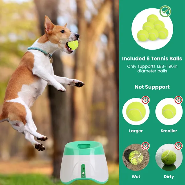 Automatic Dog Ball Launcher Included 6 Tennis Balls Dog With 3 Adjustable Launch Distance Interactive Ball Thrower Fetch Machine For Small Medium Dogs — imagen 3