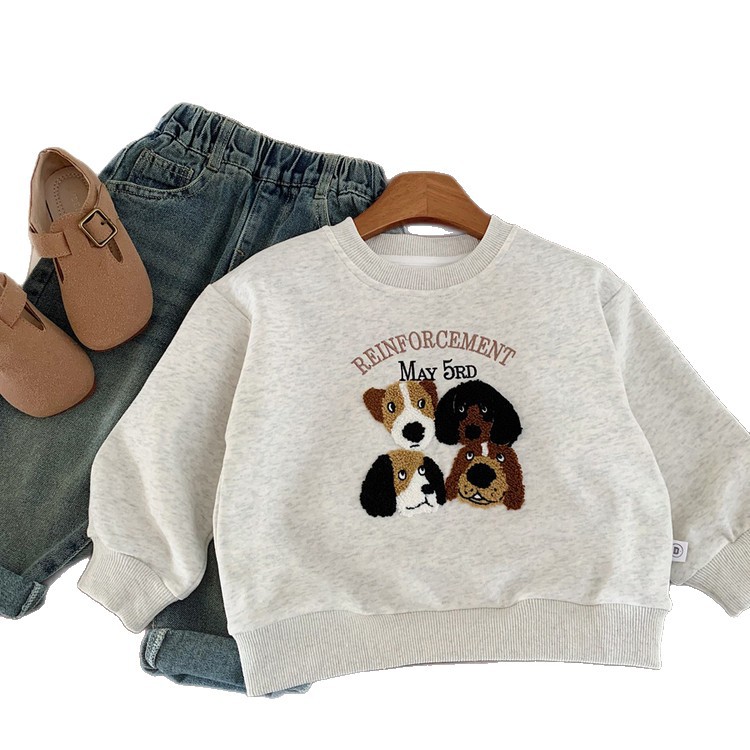 Embroidered dog hoodie and baby round neck pullover — image 6