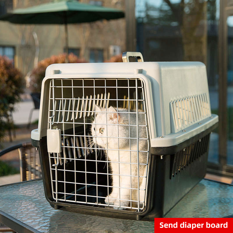 Pet Aviation Box Dog Large Car Dog Cage Checked Small, Medium and Large Dog and Cat Cage Portable Out — image 1