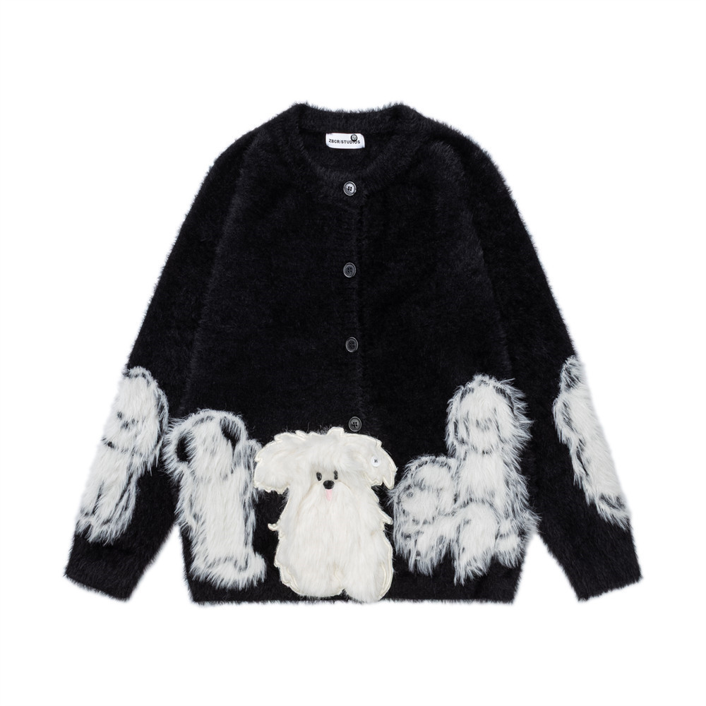 Cartoon plush dog embroidered loose sweater — image 7