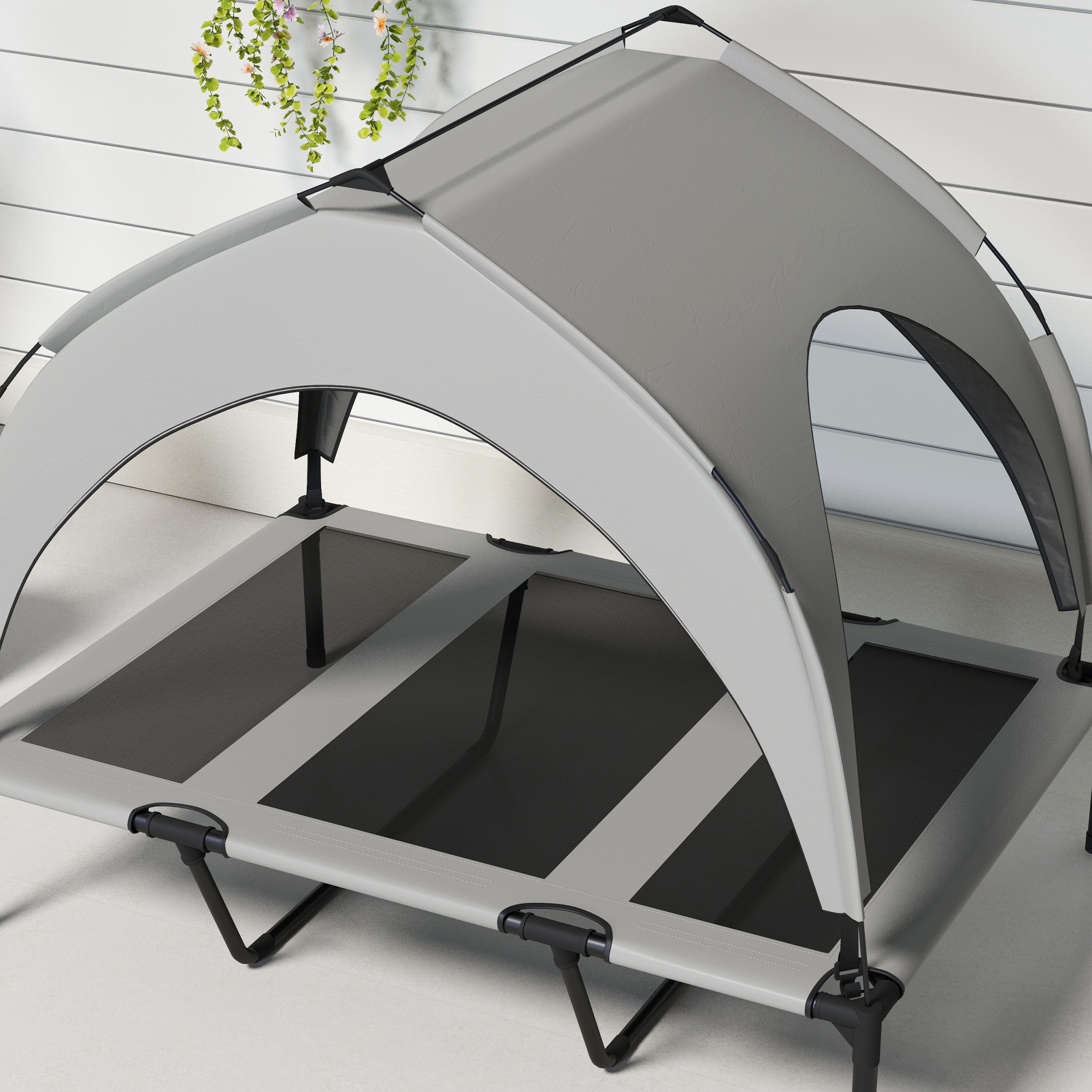 Cama para Perros Elevada con Techo, Cama de Perro Al Aire Libre para Camping con Malla Limpiable y Respirable, 42" x 30" x 37" — imagen 8