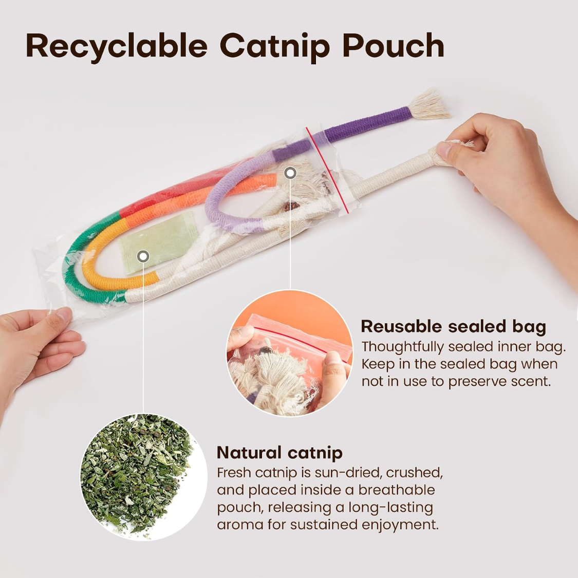 Juguetes para Gatos con Cuerdas de Masticar 3 Unidades con Relleno de Aceite de Hierba del Gato Natural — imagen 4