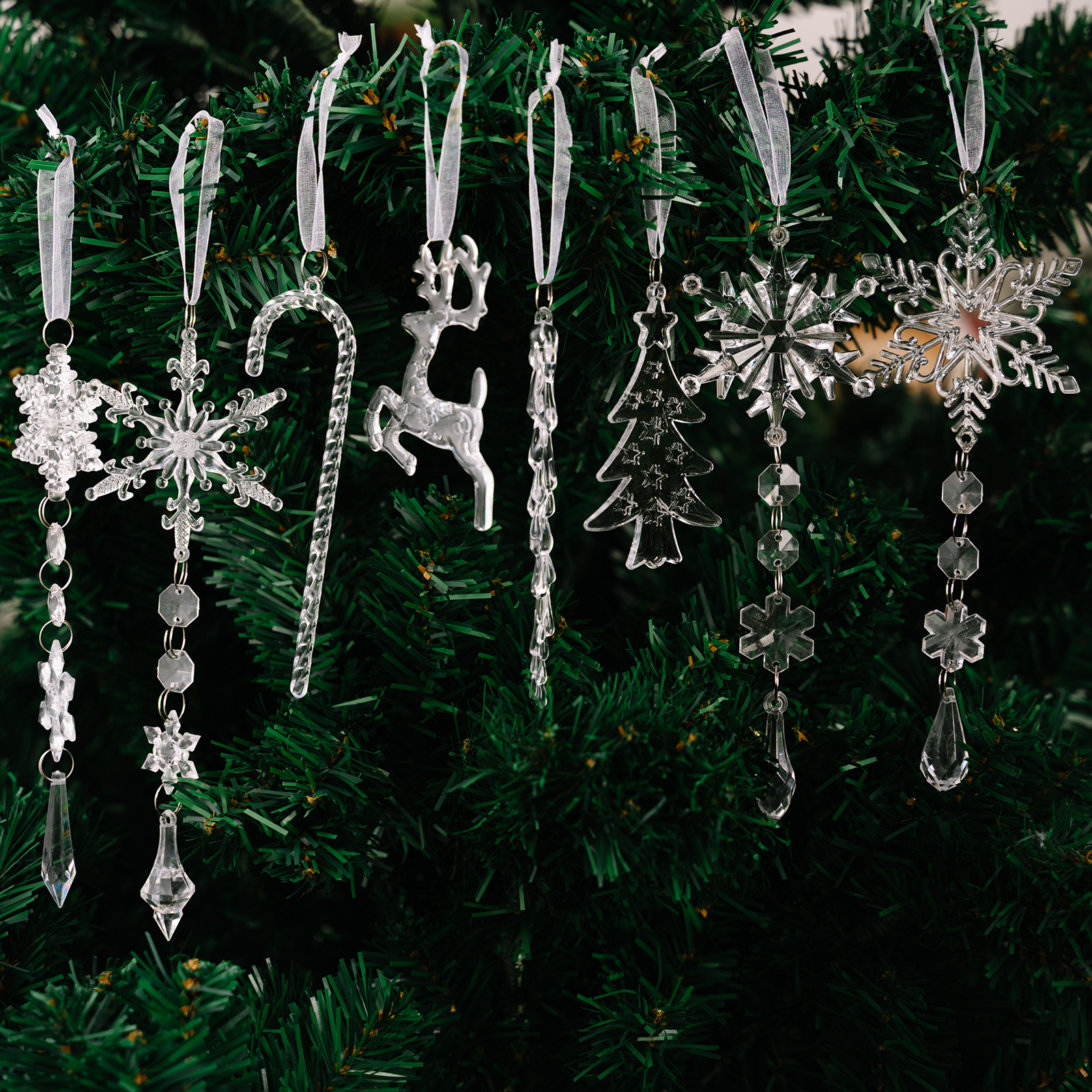 Pendientes de Columna de Hielo Transparentes de Elfo Navideño 8PC — imagen 6