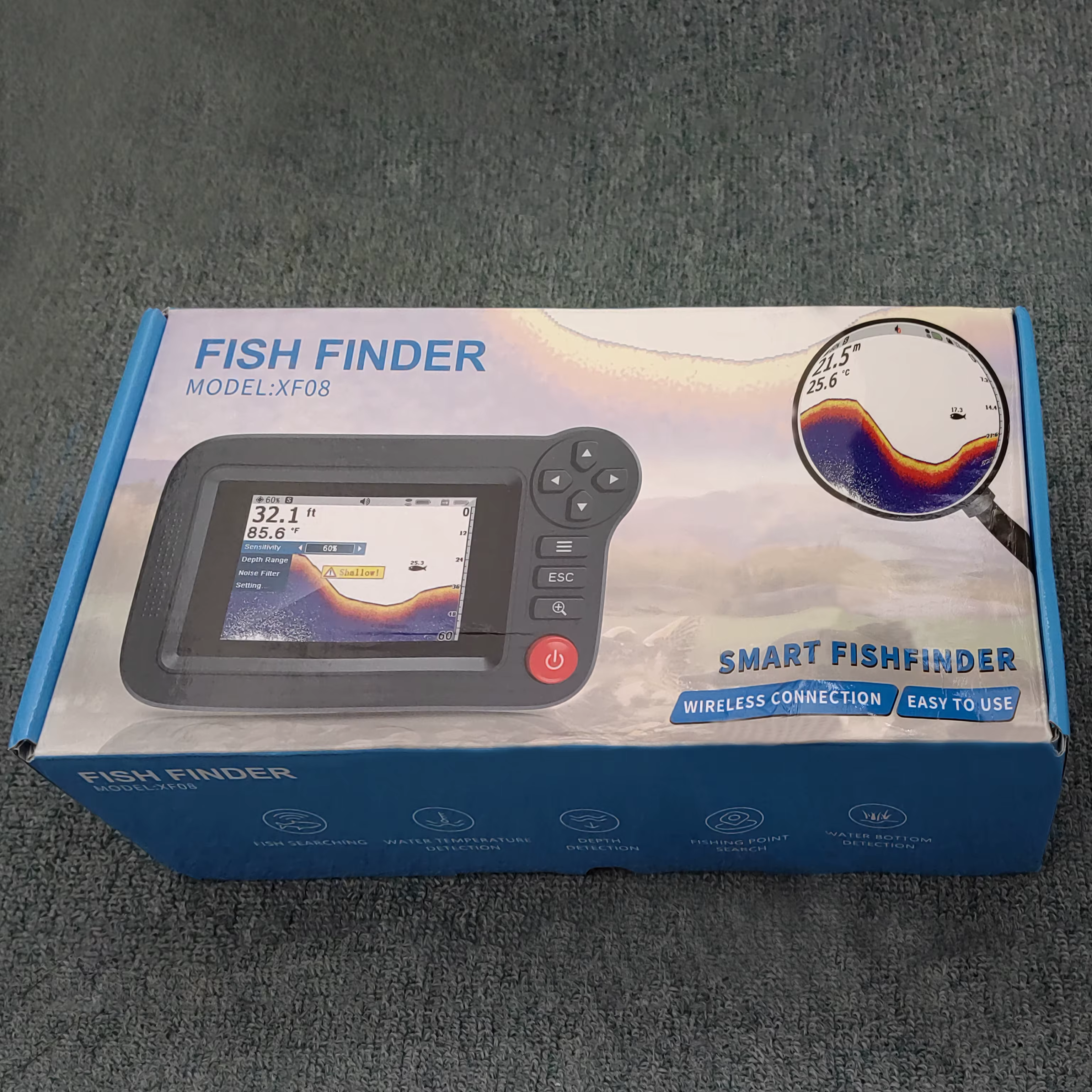 Localizador Inteligente de Peces - Localizador Portátil de Peces y Medidor de Profundidad para Pesca Recreativa desde Muelle, Orilla o Ribera — imagen 6