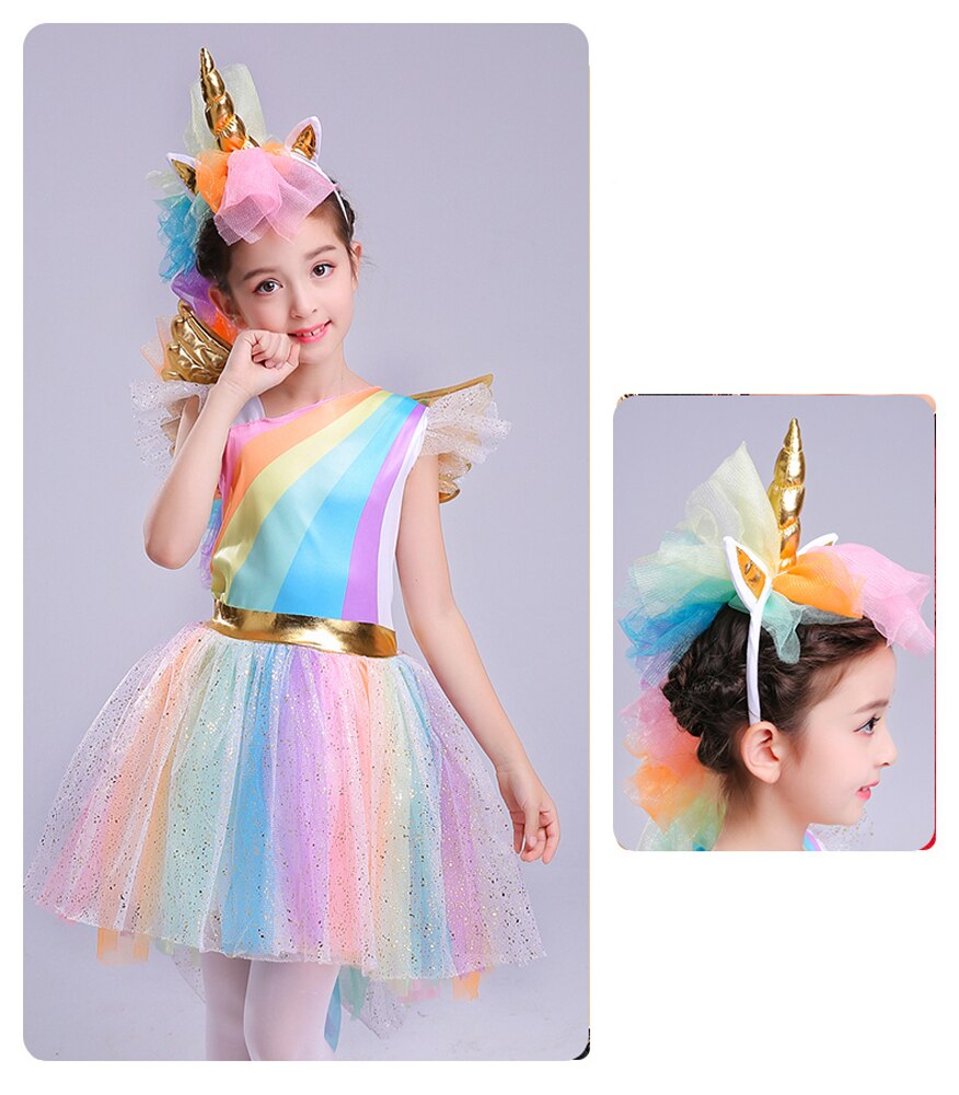 Disfraz de Unicornia Arcoíris para Niñas con Tutú, Alas y Diadema de Cabeza para Fiesta de Halloween, Cumpleaños o Navidad — imagen 5