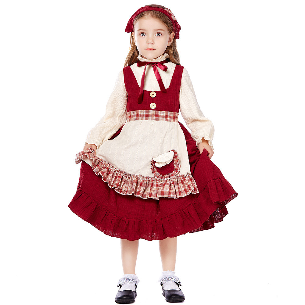 Children's Little Match Girl Costume Farm Maid Lolita Cosplay Dress — image 4