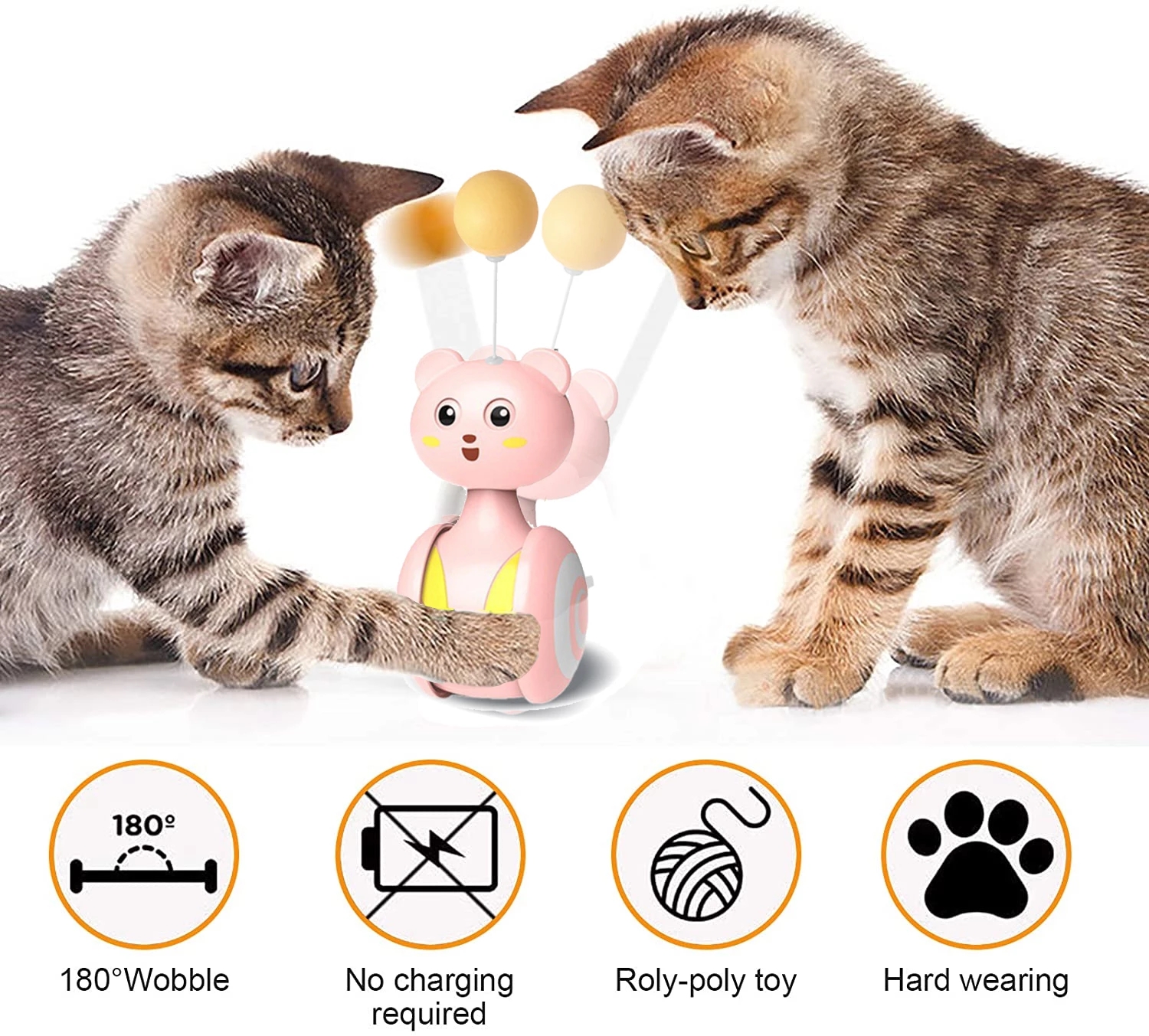 Cat Interactive Feather Toys Pet Bumbler Funny Toy Interactive Cats Toys Cat Rolling Teaser Feather Wand Toys Rotating Ball — image 2