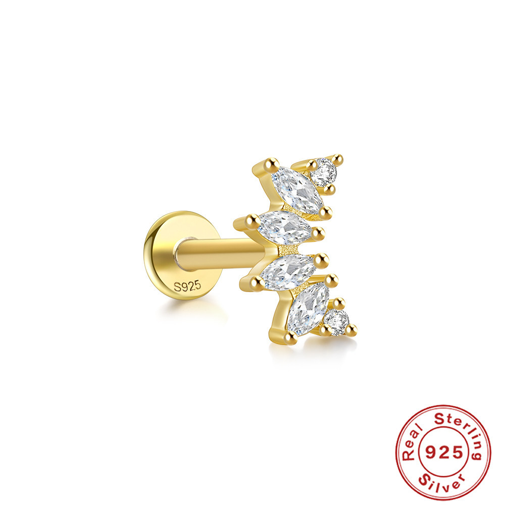 Pendientes de plata esterlina S925 con insignia de viento triple cielo, adorno de mariposa super hada, perforación interna, hilo interno, cabeza plana — imagen 14