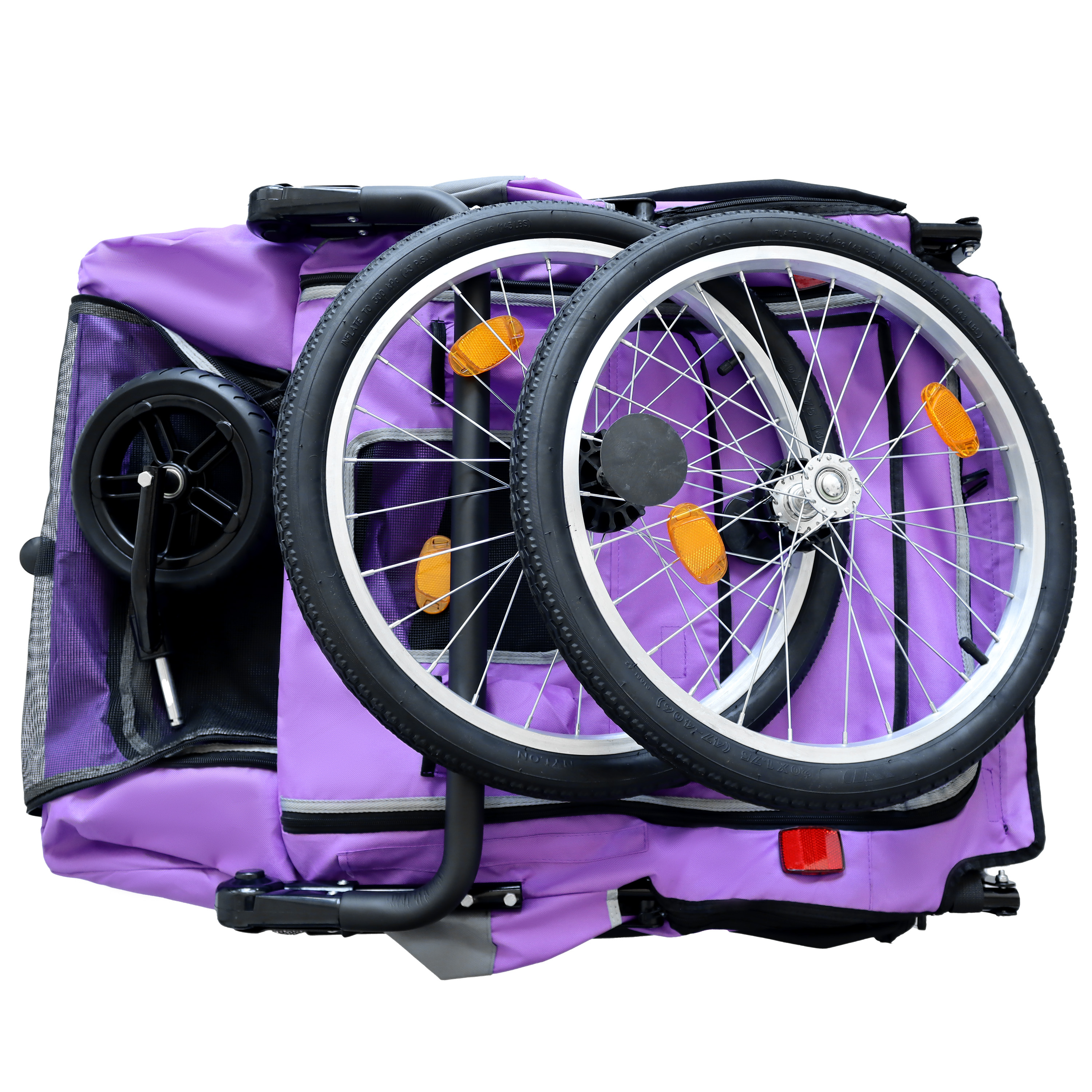 Remolque de Bicicleta y Carrito de Empuje 2 en 1 para Mascotas - Incluye Enganche de Bicicleta Desmontable y Mango de Empuje - Rueda de Liberación Rápida, Correa Interna, Doble Portavasos y Bolsa de Almacenamiento Inferior, Soporta Mascotas de Hasta 100 lbs — imagen 20