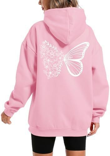 Women's Hooded Long Sleeve Fleece Sweatshirt with Kangaroo Pocket and Printed Design — image 9