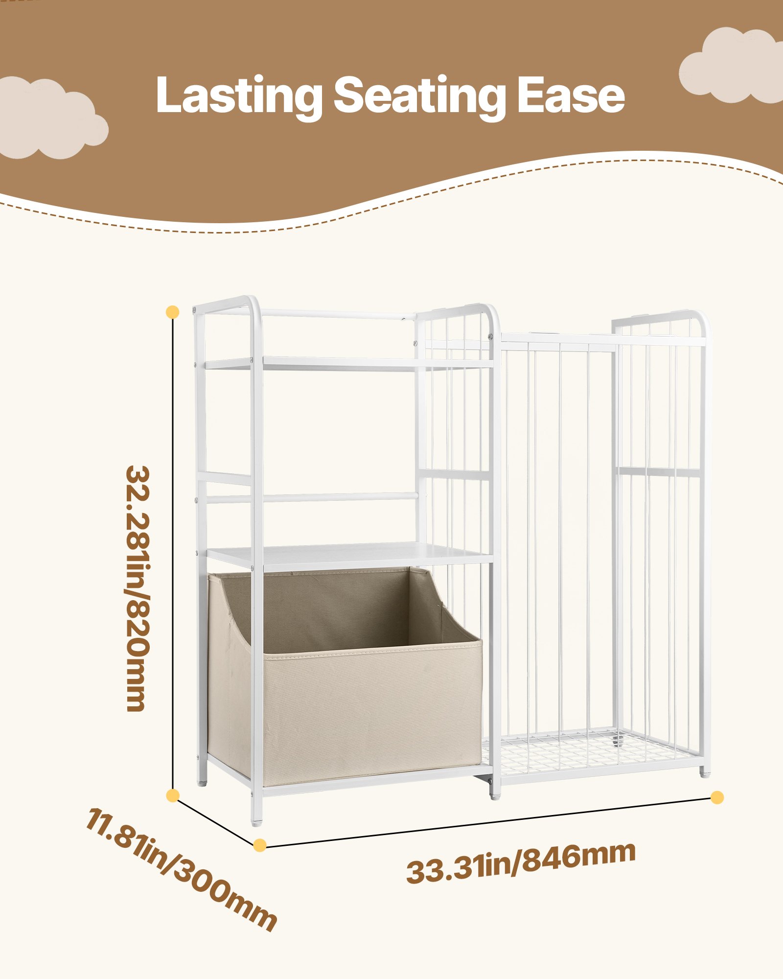 Kids Bookshelf And Stuffed Animal Storage, Toy Storage Organizer, 2-Tier Book Shelf With Fabric Toy Chest, Toy Storage For Kids Room, Living Room, Entryway, Nursury, Preschool, White — image 4