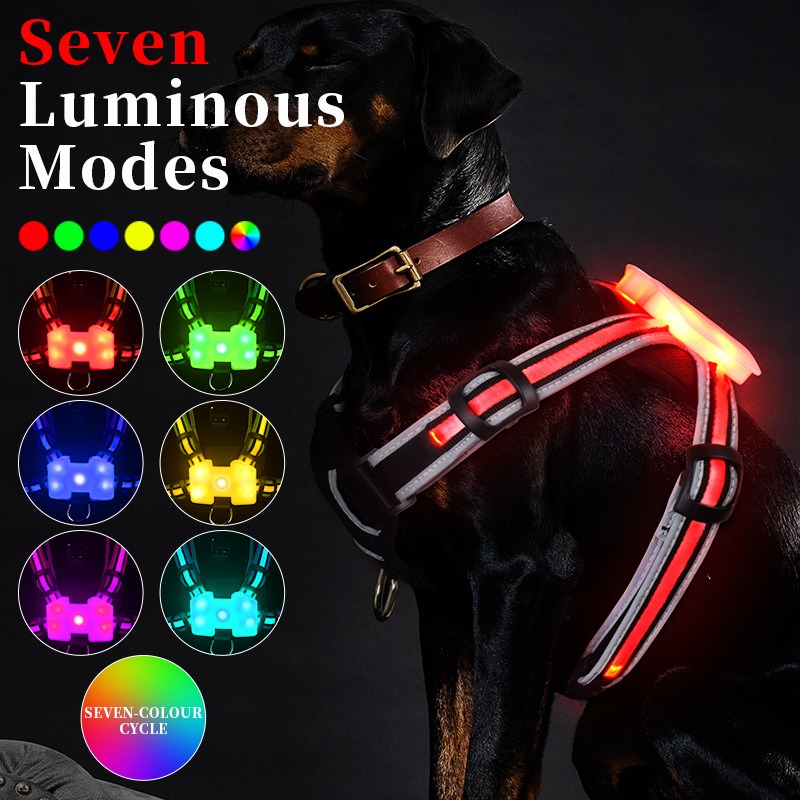 Arnés de pecho con luz LED, a prueba de explosiones, para caminar de noche, camiseta interior, para perros pequeños y grandes — imagen 2