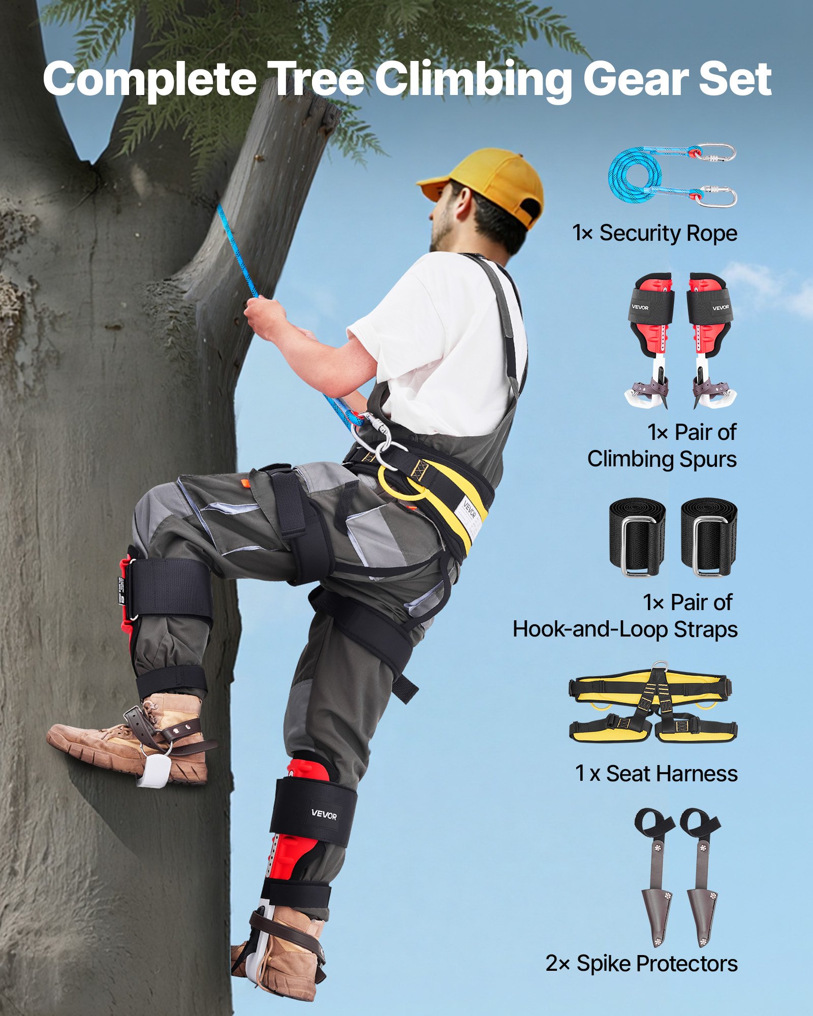 Conjunto de Espinas para Escalar Árboles con Ajuste de Altura y Protección de Espinas, Capacidad de Carga 350 lbs, Equipo Arborístico de Alta Resistencia para Poda de Frutas y Caza — imagen 2