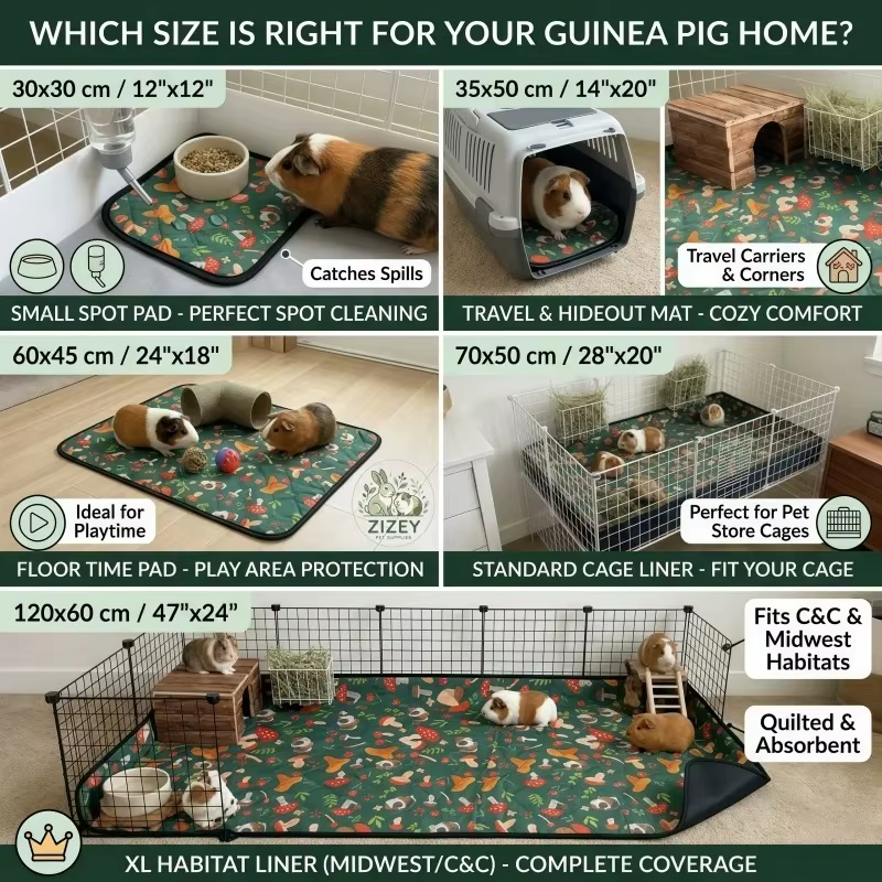 Reusable Washable Small Animal Cage Liner, Non‑Slip Pee Pad Bedding Mat to Prevent Bumblefoot for Rabbit Bunny Hamster Guinea — image 6