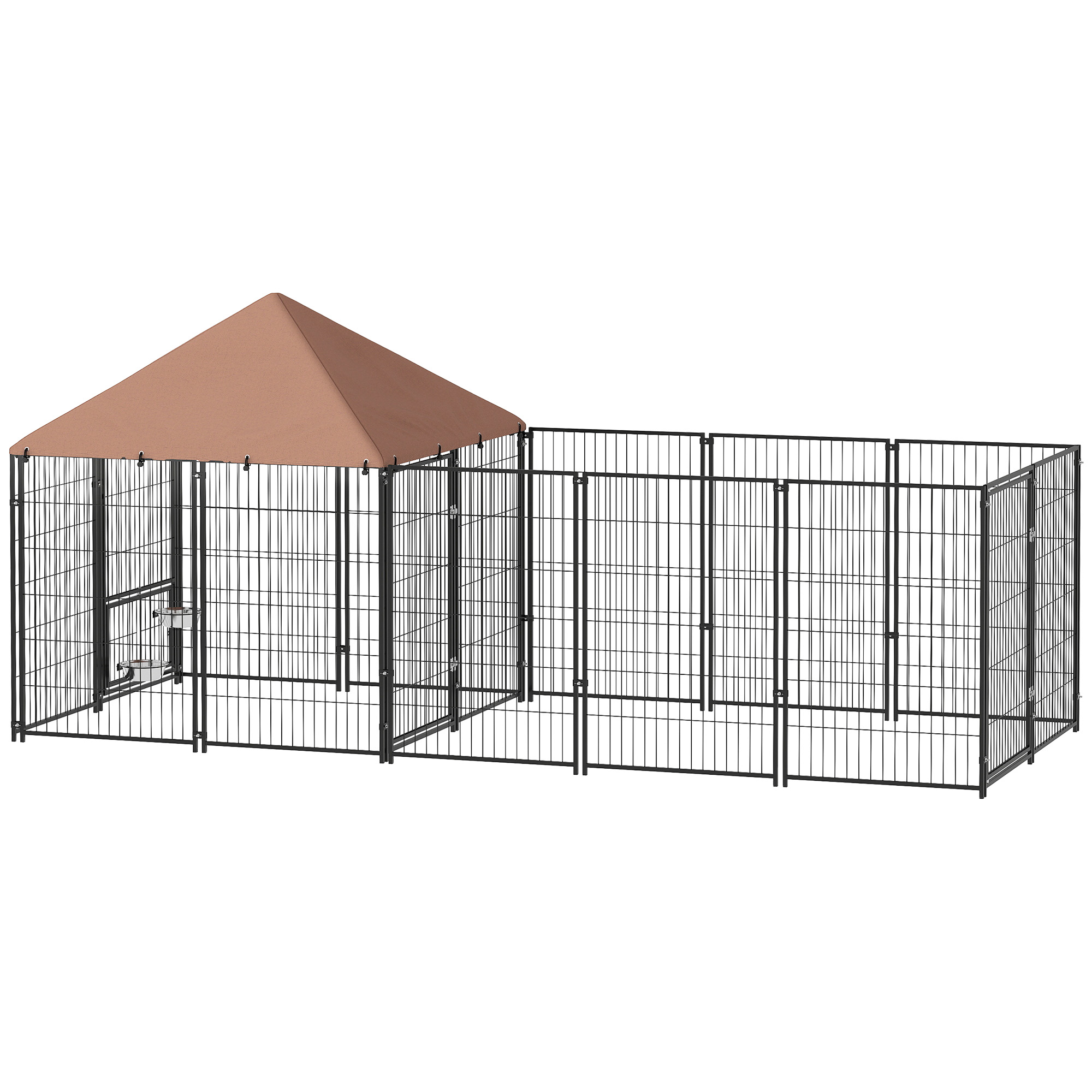 Large Outdoor Dog Kennel With Rotating & Adjustable Height Bowls, Waterproof & UV-Resistant Canopy, 11.3 X 4.7 X 5.1 — image 3